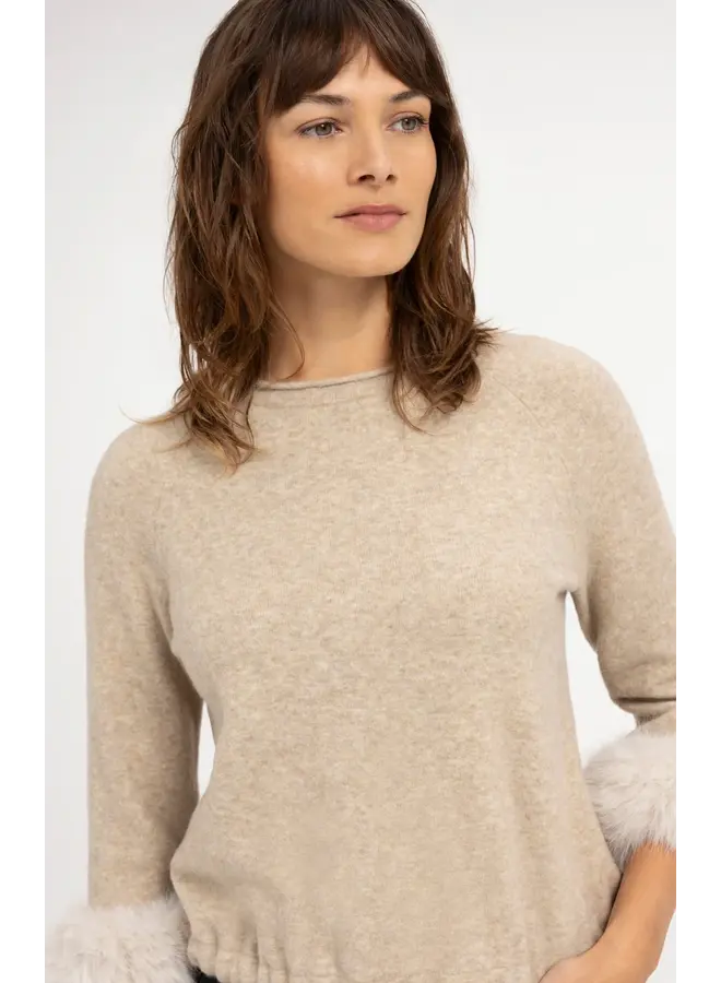 PULL POIGNETS FOURRURE BEIGE