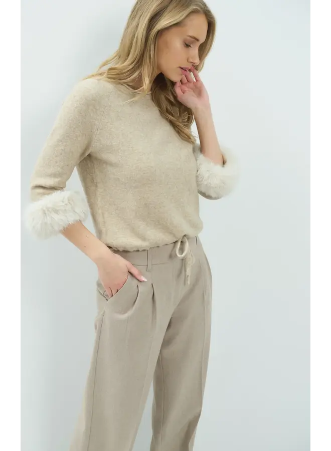 PULL POIGNETS FOURRURE BEIGE