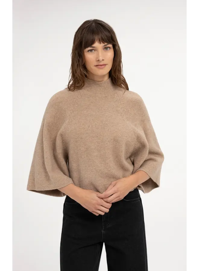 PULL MANCHES LARGES BEIGE