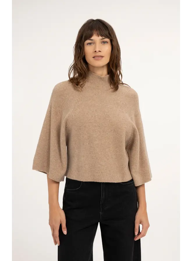 PULL MANCHES LARGES BEIGE
