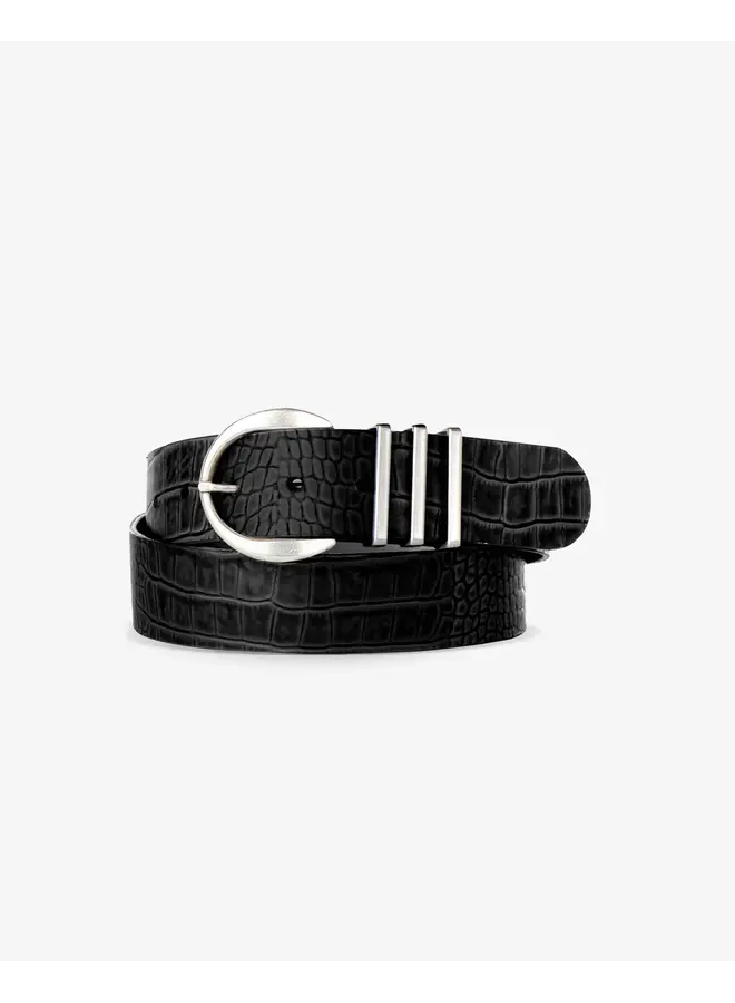 CEINTURE KIKU CROCO NOIR