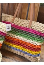 Striped Straw Tote