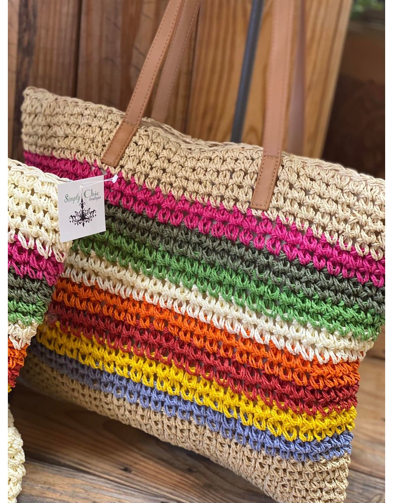 Striped Straw Tote