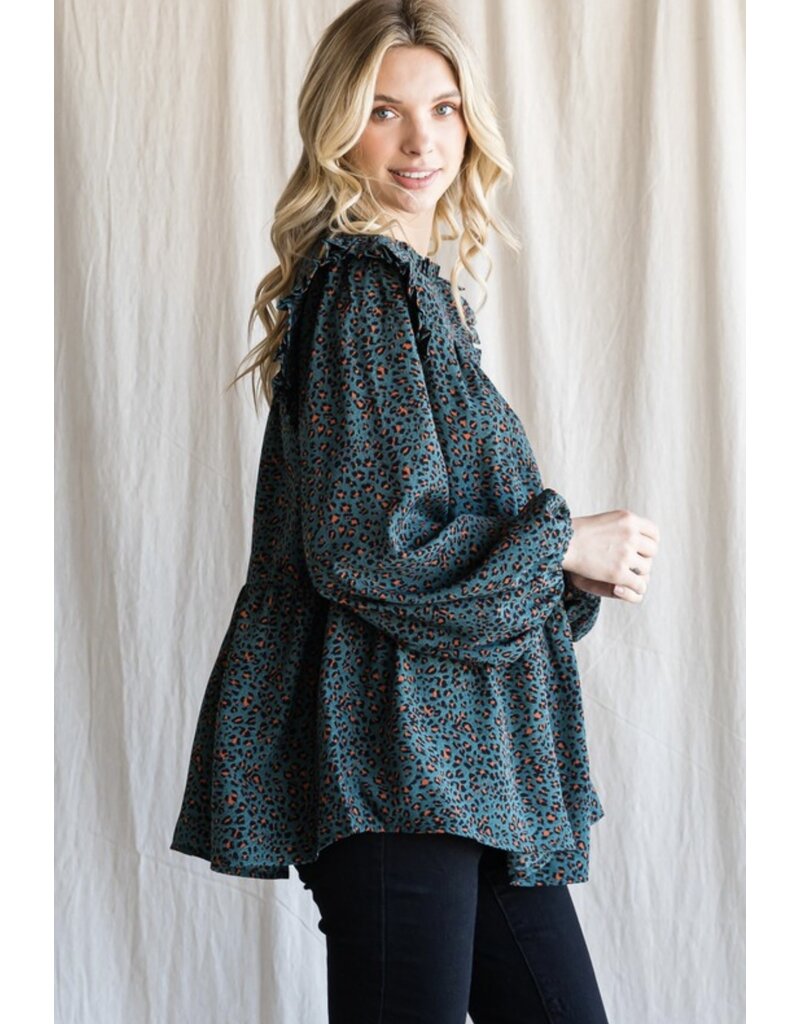 Leopard Ruffle Top