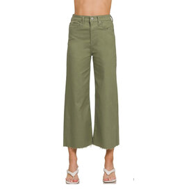 Olive Cropped Flare Jean