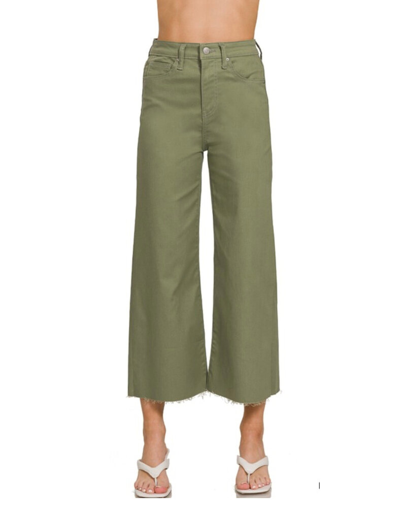 Olive Cropped Flare Jean
