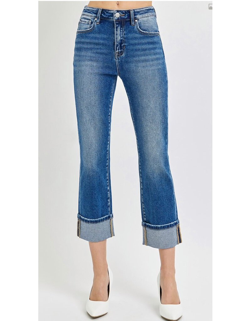 High Rise Straight Cuff Jean
