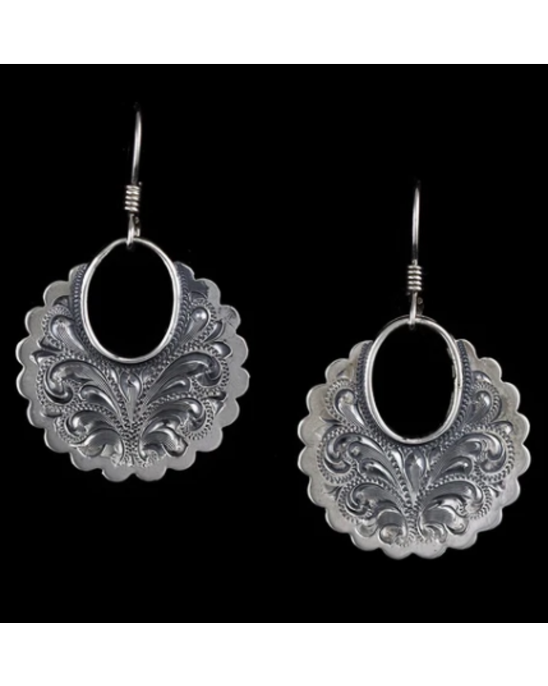 VOGT VOGT ETCHED SCALLOP STERLING SILVER  EARRINGS