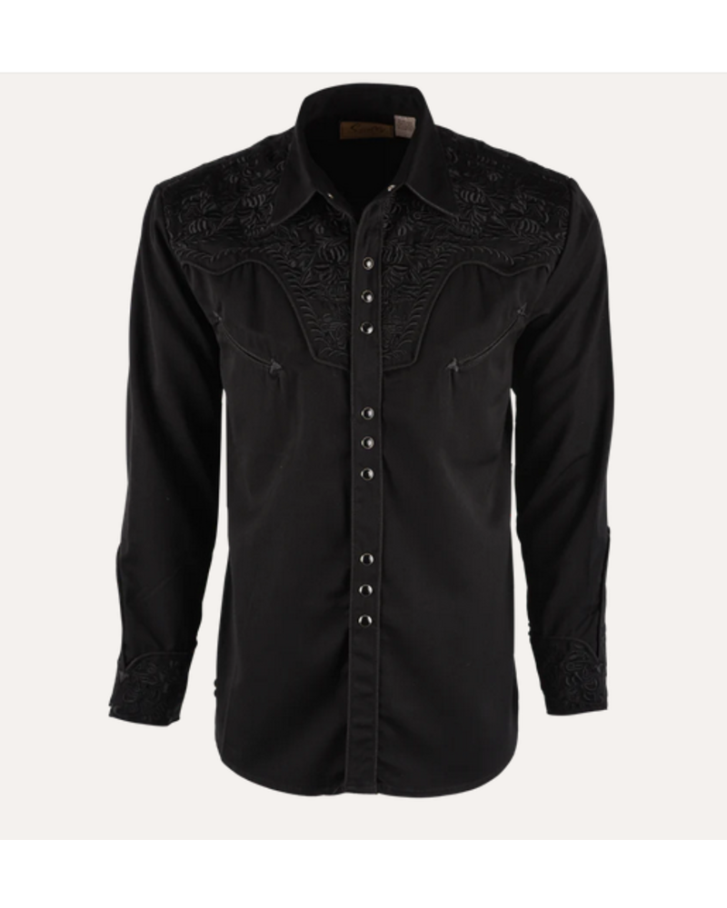 Scully Vintage Western Diamond Pearl Snap Shirt - Black