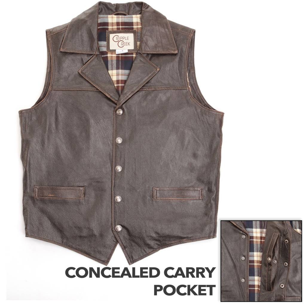 Cripple Creek Concealed Carry Leather Vest By Cripple Creek Concealed Carry Leather Vest By