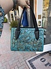 JUAN ANTONIO TOOLED TURQUOISE MINI TOTE