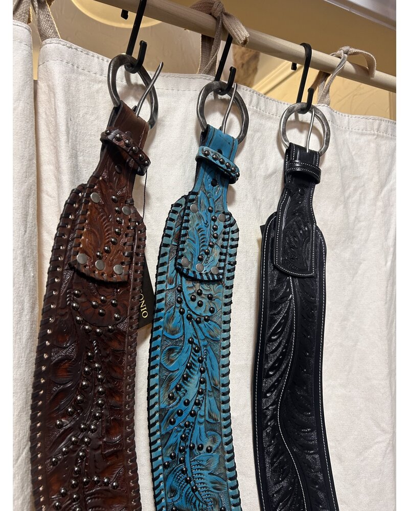 JUAN ANTONIO TOOLED WAIST BELT W/ STUDS
