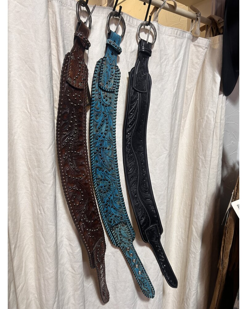 JUAN ANTONIO TOOLED WAIST BELT W/ STUDS