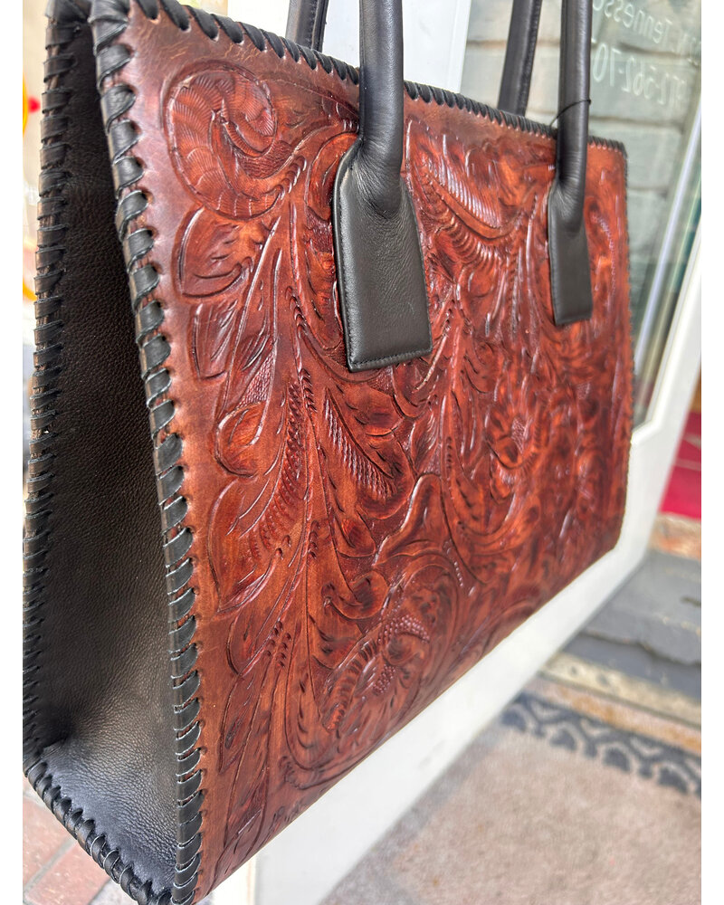 JUAN ANTONIO LARGE TOOLED TOTE BAG