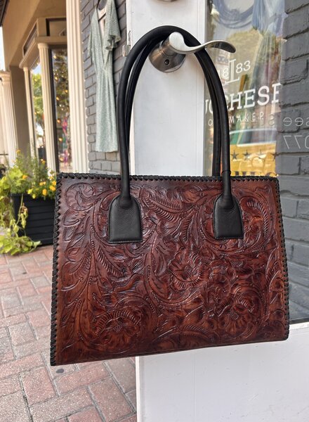 JUAN ANTONIO LARGE TOOLED TOTE BAG