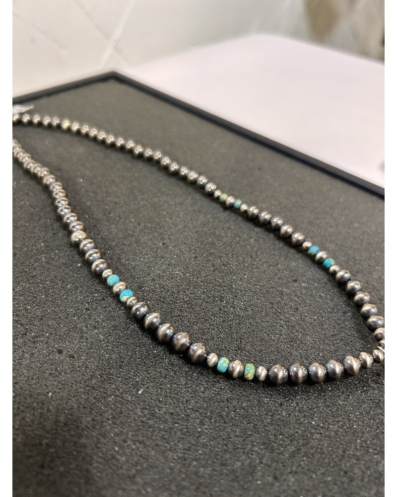 NATIVE AMERICAN JEWELRY NAVAJO PEARL MULTISTRAND LARIAT W/ TURQUOISE