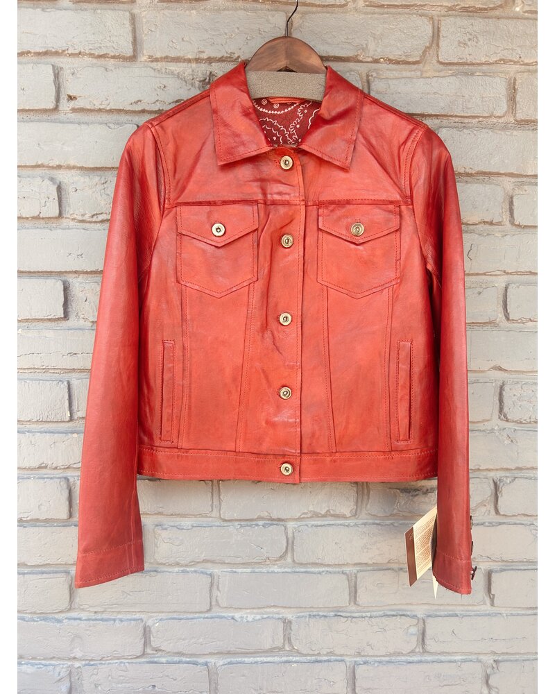 SCULLY RED LAMB LEATHER JACKET