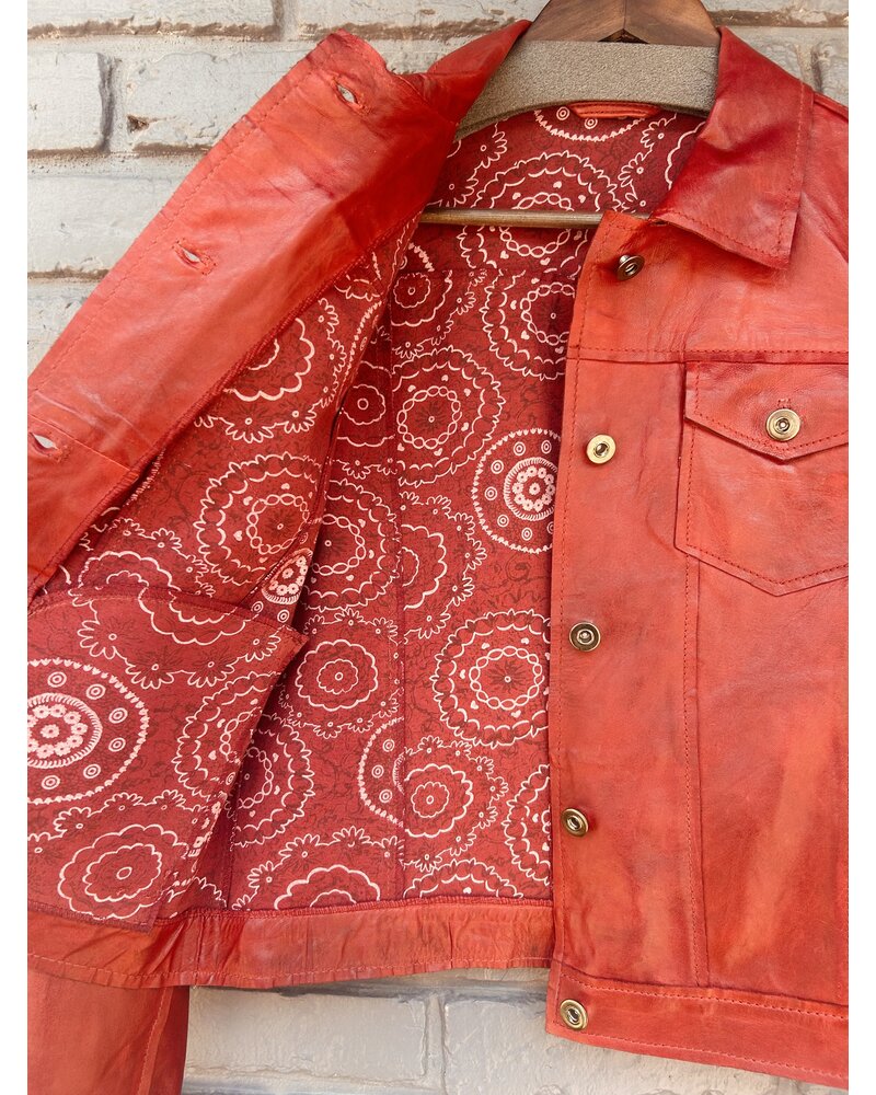 SCULLY RED LAMB LEATHER JACKET