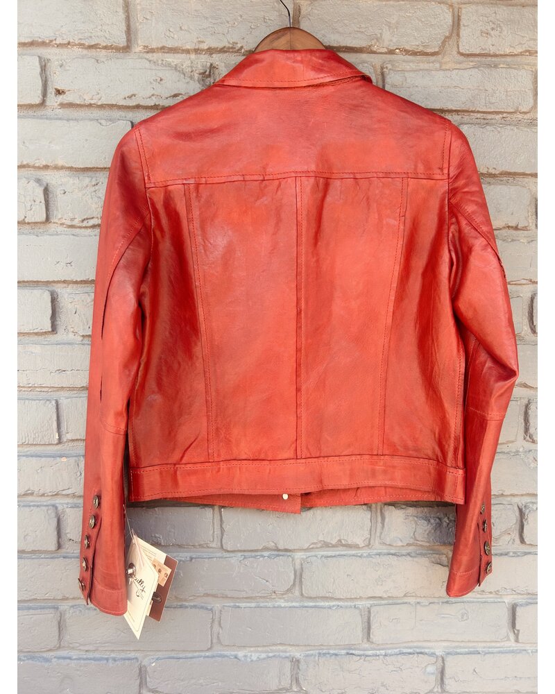 SCULLY RED LAMB LEATHER JACKET
