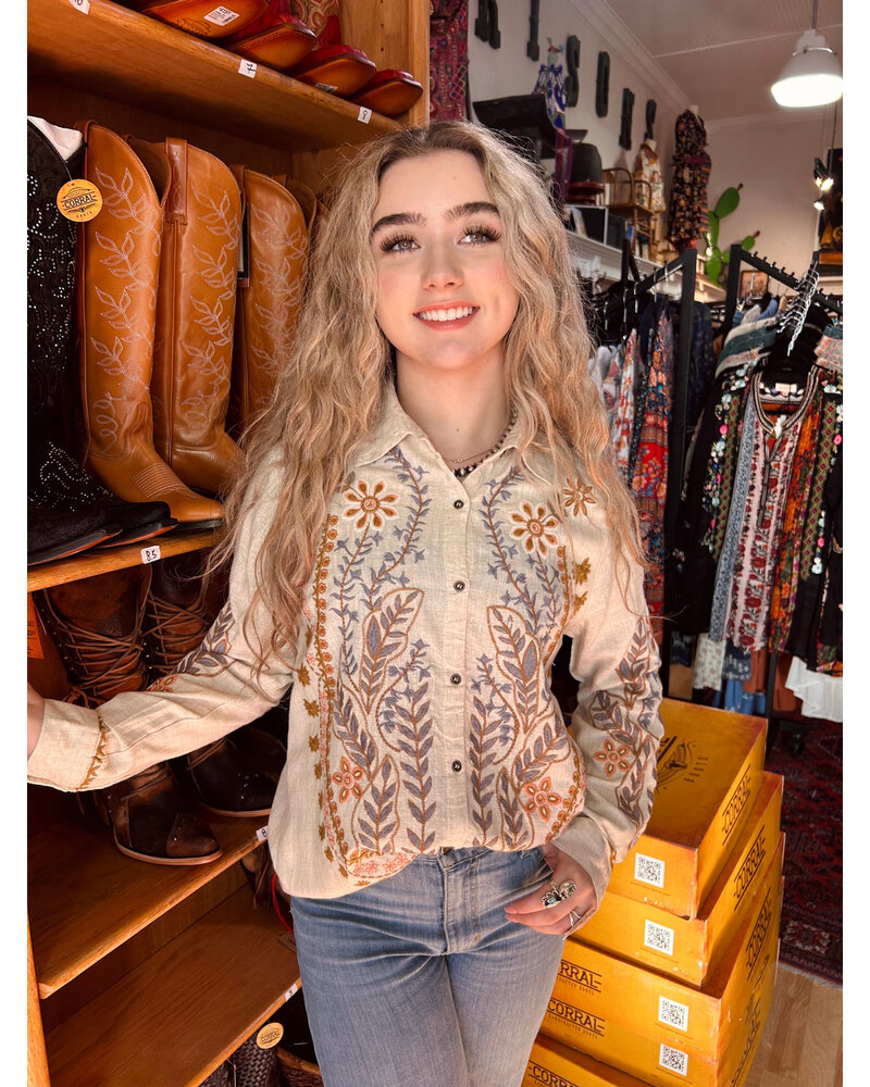 EMBROIDERED LINEN SHIRT