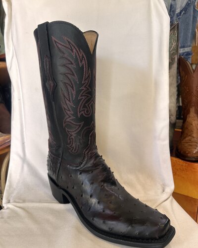 Lucchese 黒タグ 7 1/2D ブラック オーストリッチ ルケーシー Lucchese 黒タグ 7 1/2D ブラック オーストリッチ ルケーシー