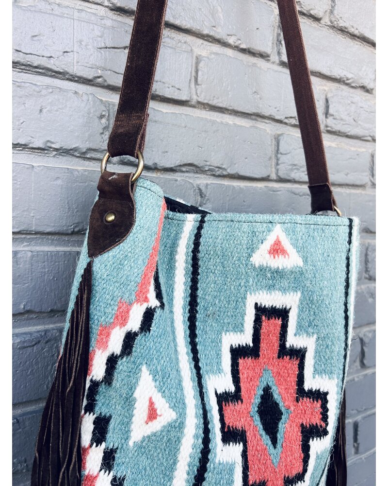 SCULLY TURQUOISE FRINGE TOTE
