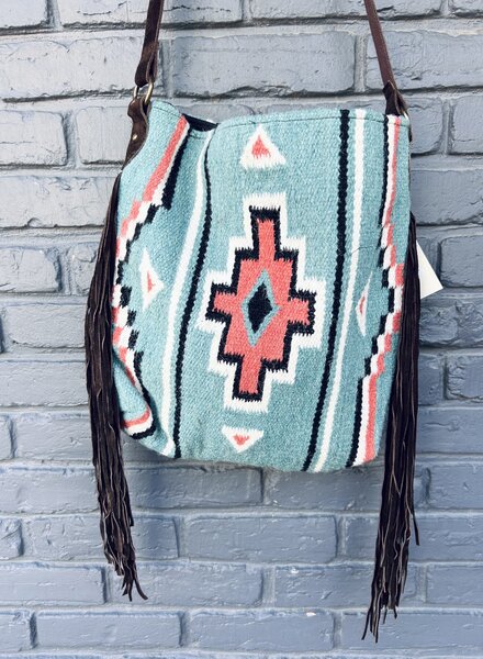 SCULLY TURQUOISE FRINGE TOTE