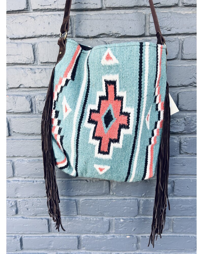 SCULLY TURQUOISE FRINGE TOTE