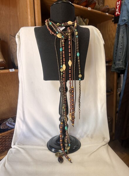 AMY KAPLAN TURQUOISE AND BONE BEADED LARIAT