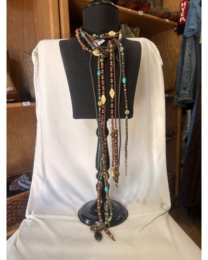 AMY KAPLAN TURQUOISE AND BONE BEADED LARIAT