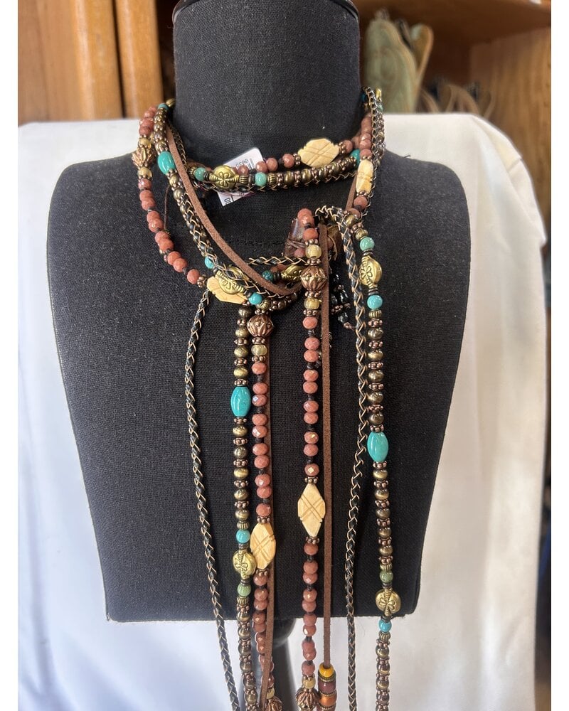 AMY KAPLAN TURQUOISE AND BONE BEADED LARIAT