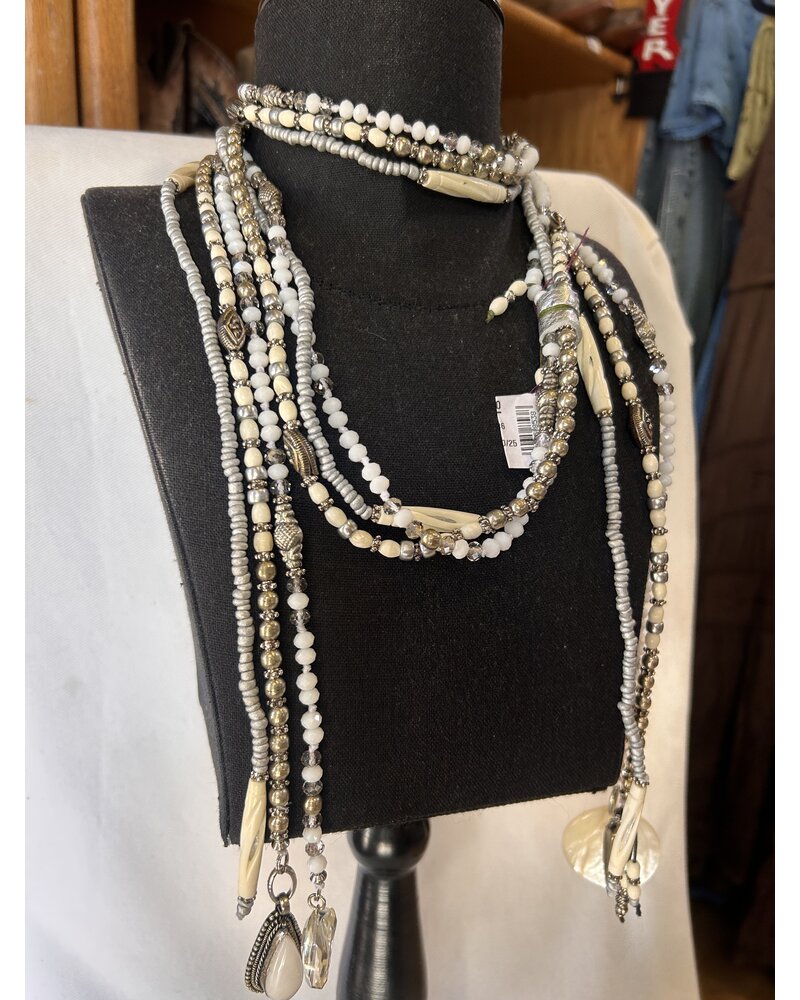 AMY KAPLAN WHITE/ SILVER BEADED LARIAT