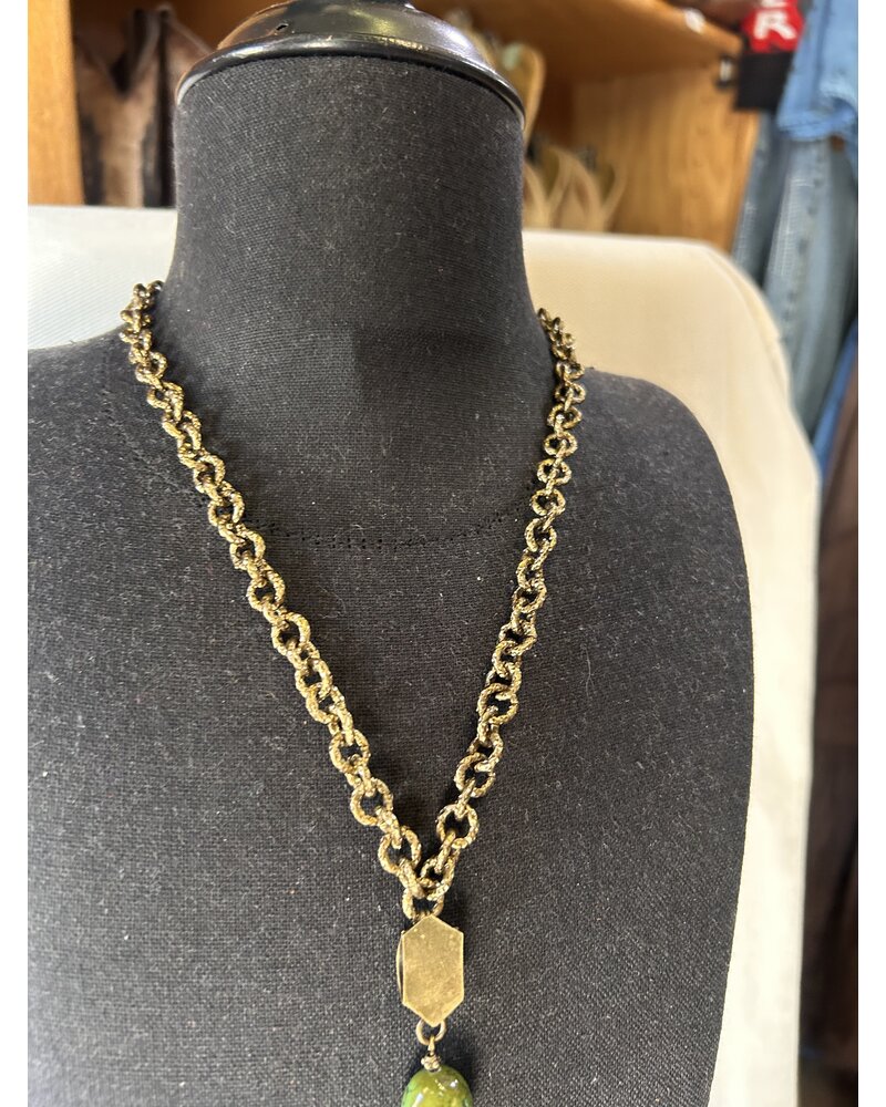 AMY KAPLAN TURQUOISE/BRASS NECKLACE