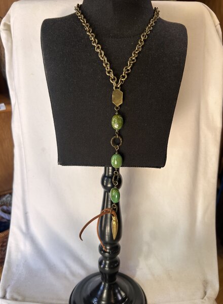AMY KAPLAN TURQUOISE/BRASS NECKLACE