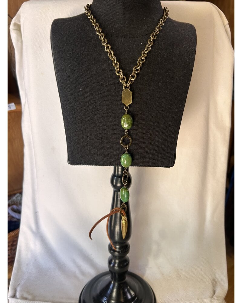 AMY KAPLAN TURQUOISE/BRASS NECKLACE
