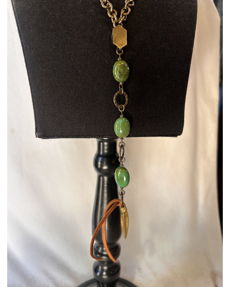 AMY KAPLAN TURQUOISE/BRASS NECKLACE