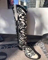 SEQUIN BLACK AND WHITE TALL TOP