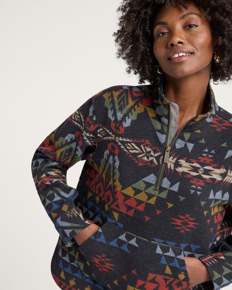 PENDLETON WOMEN'S AUTUMN BIRCH COTTON CHAMOIS HALF-ZIP PULLOVER