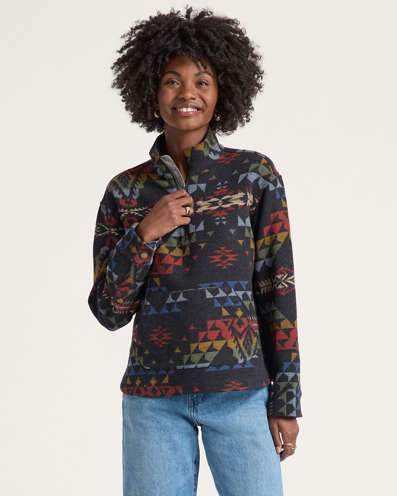PENDLETON WOMEN'S AUTUMN BIRCH COTTON CHAMOIS HALF-ZIP PULLOVER