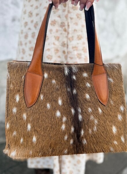 JUAN ANTONIO AXIS HIDE & COGNAC BISON LEATHER BAG