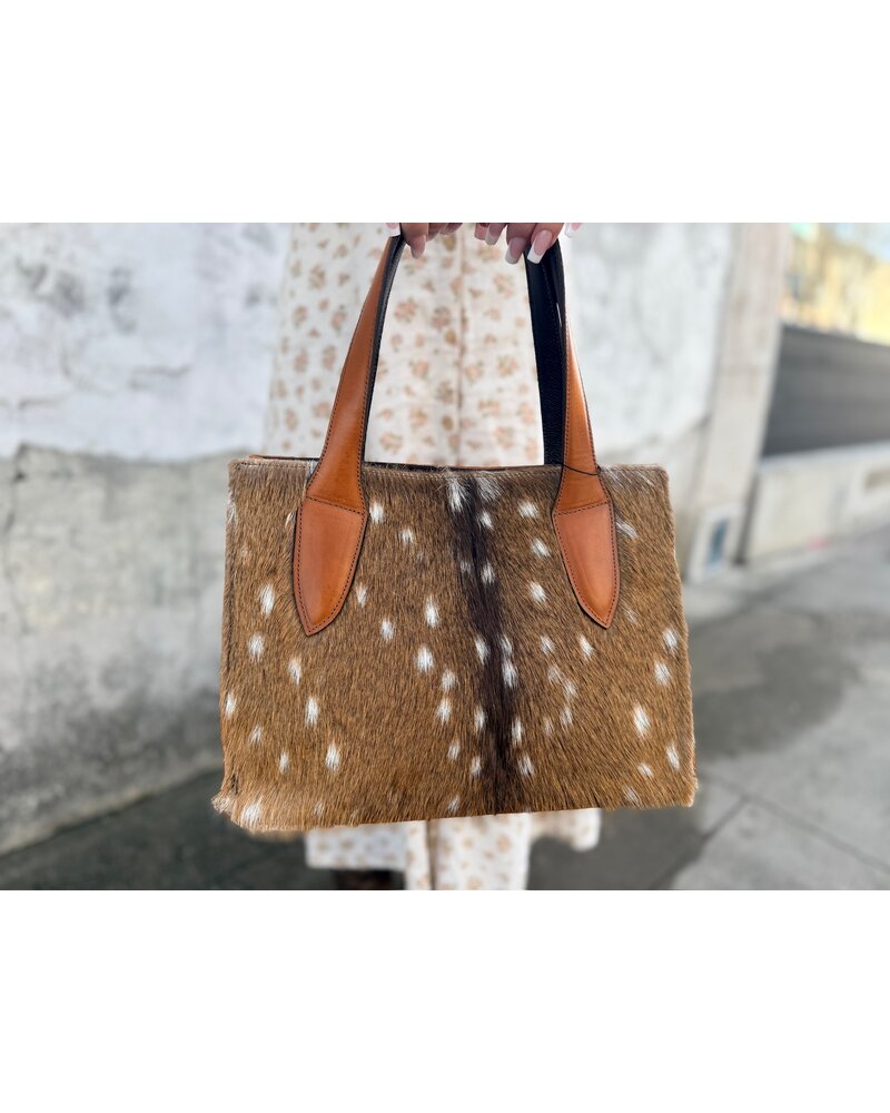 JUAN ANTONIO AXIS HIDE & COGNAC BISON LEATHER BAG
