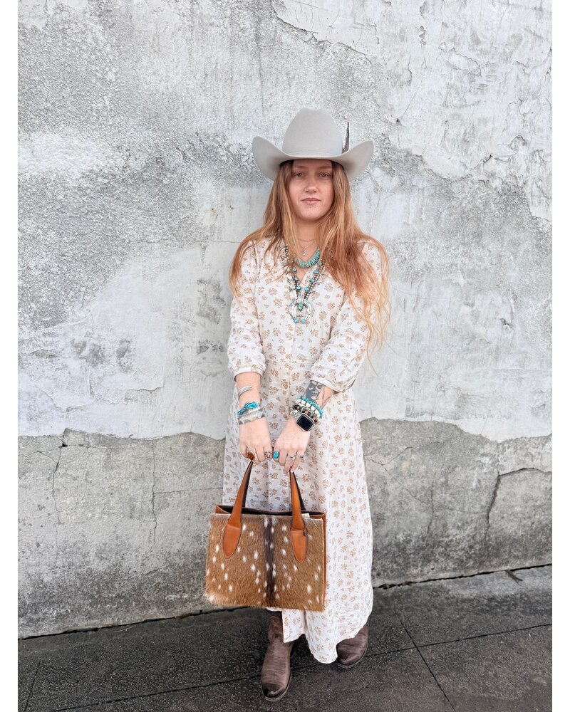 JUAN ANTONIO AXIS HIDE & COGNAC BISON LEATHER BAG