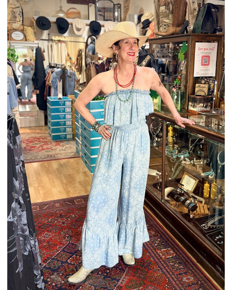 SCULLY RUFFLE TRIM BANDANA JUMPSUIT