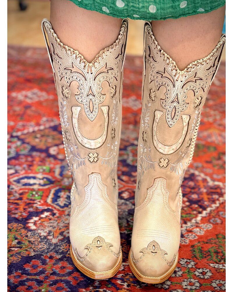 HORSESHOE OVERLAYED EMBROIDERY & STUDS  & HANDWOVEN