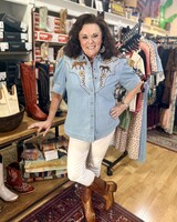 DOUBLE D RANCHWEAR LITTLE BLUES PONY TOP