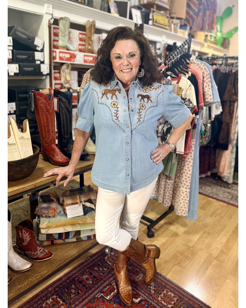 DOUBLE D RANCHWEAR LITTLE BLUES PONY TOP