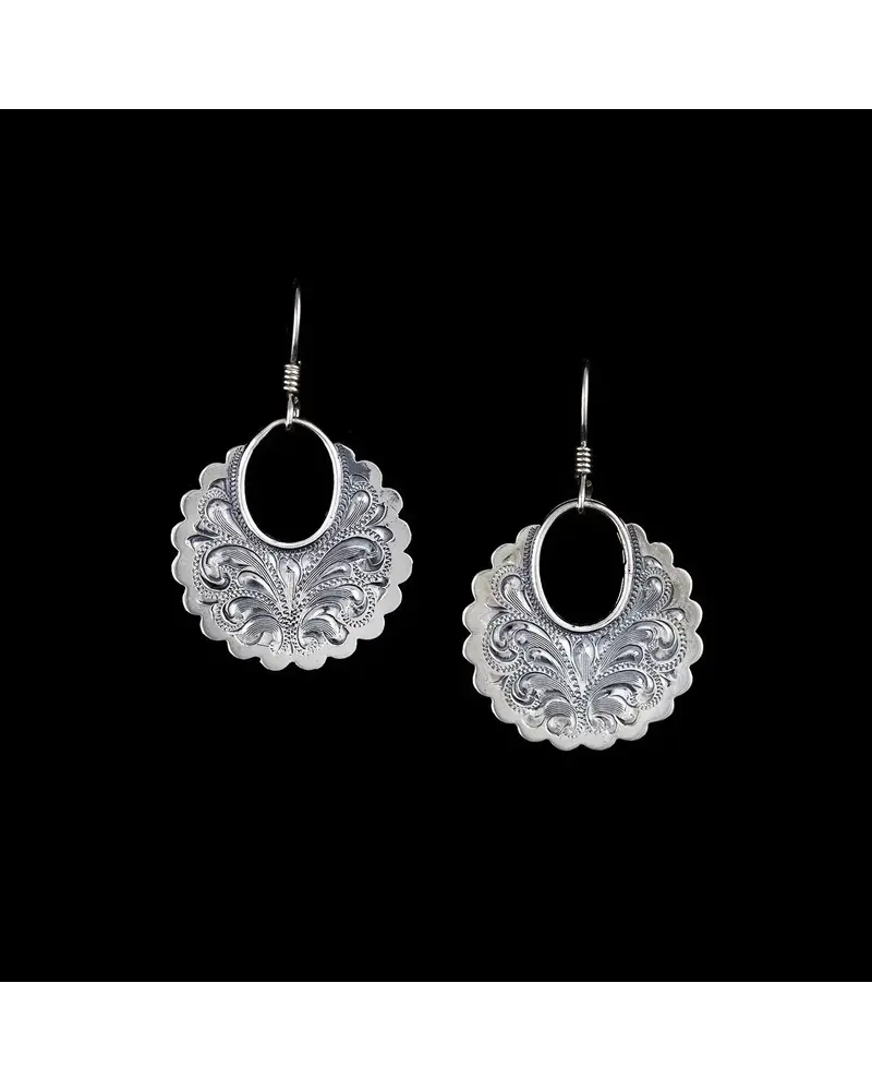 VOGT VOGT ETCHED SCALLOP STERLING SILVER  EARRINGS