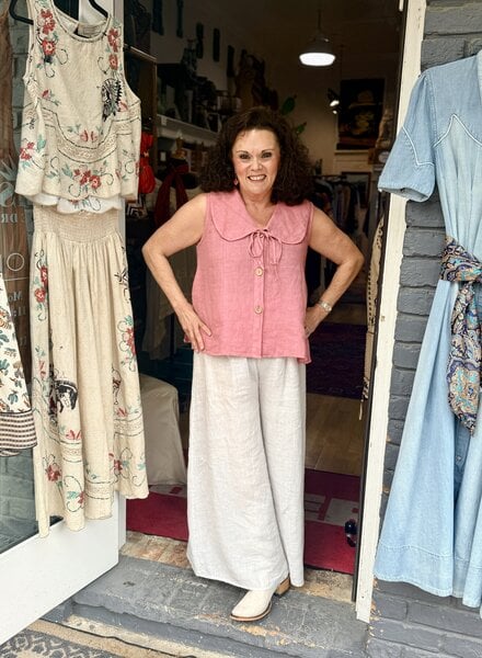 ITALIAN COLLARED LINEN TOP