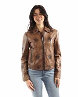 SCULLY STAR APPLIQUE LEATHER JACKET