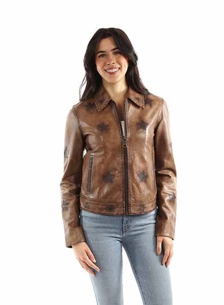 SCULLY STAR APPLIQUE LEATHER JACKET